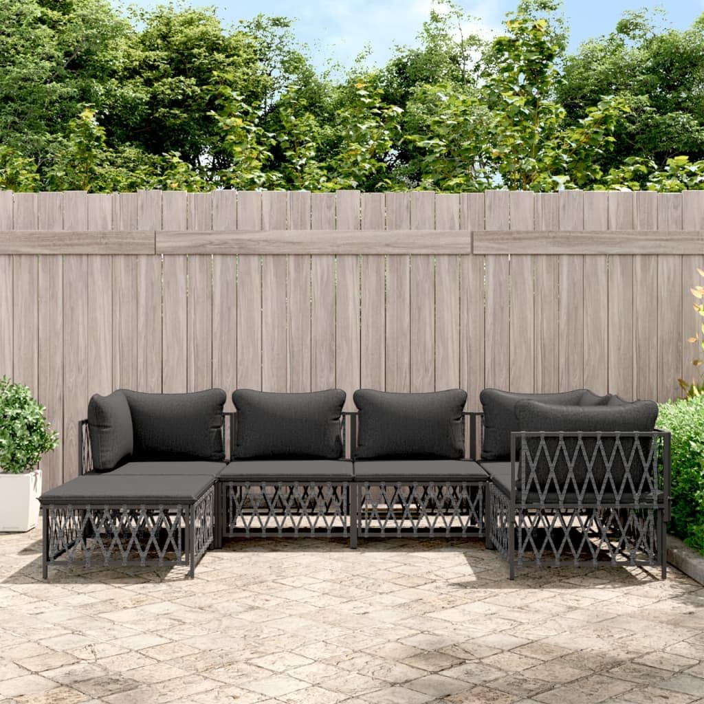 6 Piece Patio Lounge Set with Cushions Anthracite Steel,Comfortable Modular Patio Lounge Set: for Outdoor Relaxation Furniture Sets for Patio, Lawn & Garden