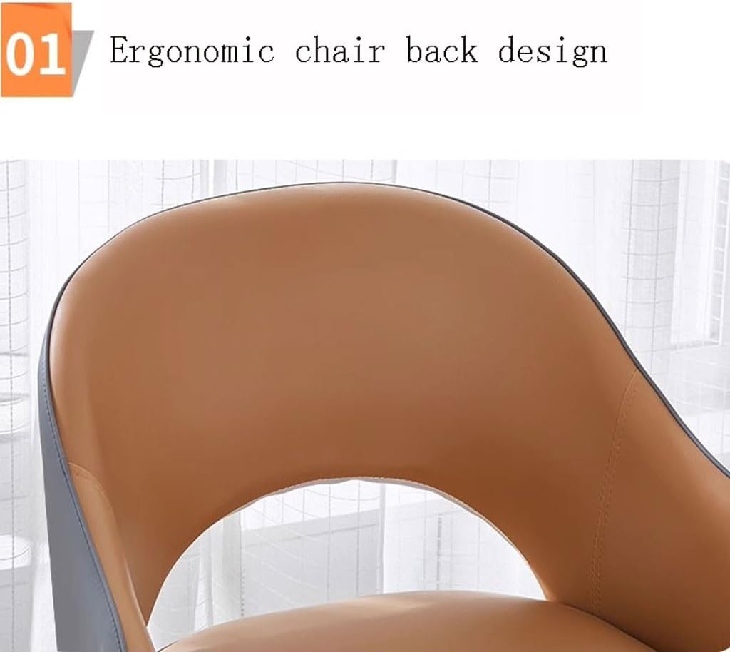 WKWKW Kitchen Set of 4 Modern Dining Chairs Wear Resistant Leather Kitchen Living Dining Room Accent Arm Chairs Carbon Steel Legs Office Lounge Chair(Yellow+Grey)