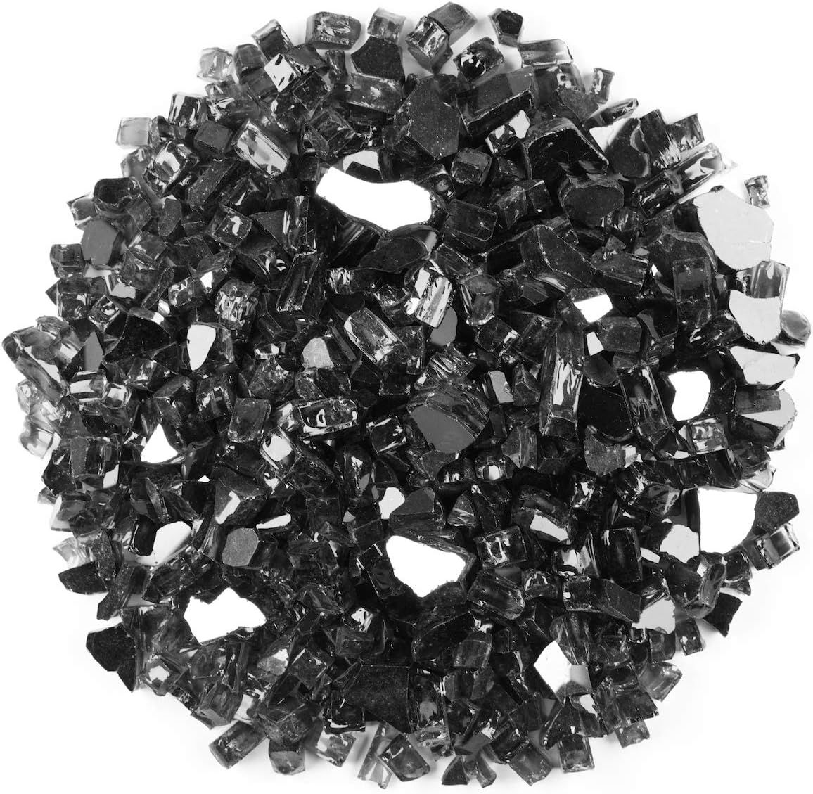 One Stop Outdoor (40 Pounds) 1/2 Inch Premium Black Reflective Bulk Fire Glass, Tempered for Fire Pit & Fireplace (Black)
