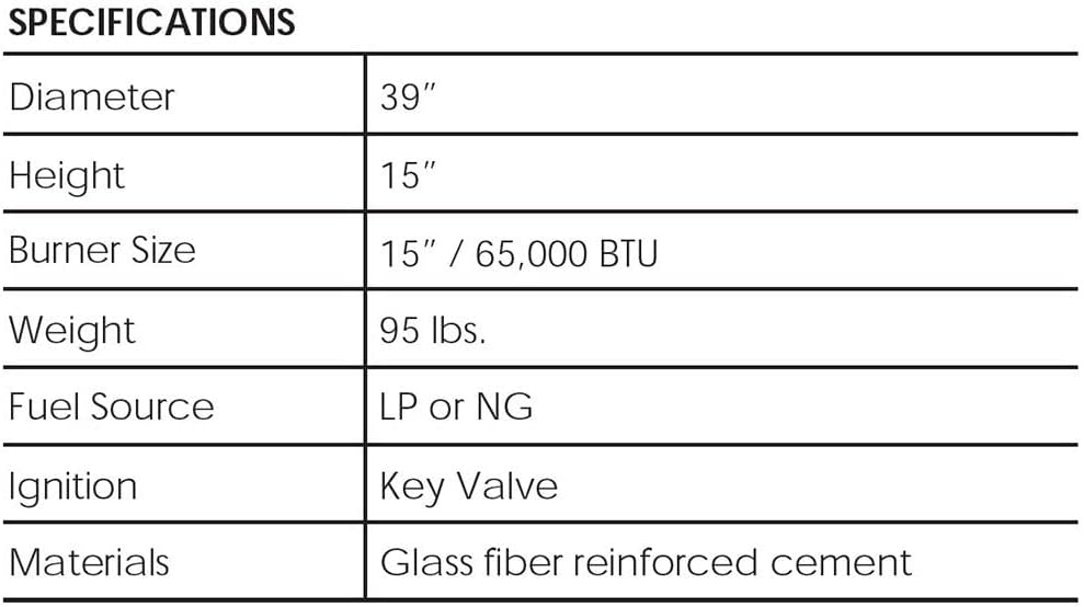 Prism Hardscapes Moderno 6 Concrete Gas Fire Pit, Pewter, 39-Inch (Fuel Type: Propane)