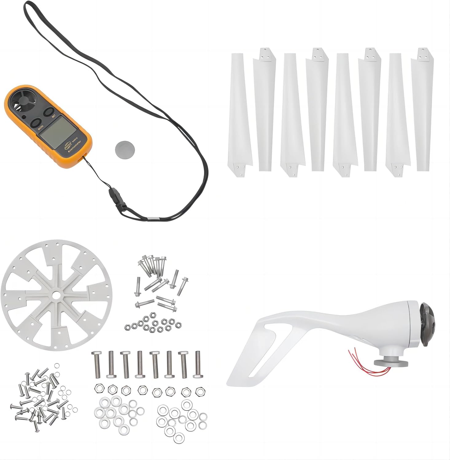 Wind Turbine Generator Kit 12V 600W Wind Power Generator Kit with 8 Blades for Marine RV Home Windmill Generator System Vertical Axis Wind Turbines Motor with MPPT Controller