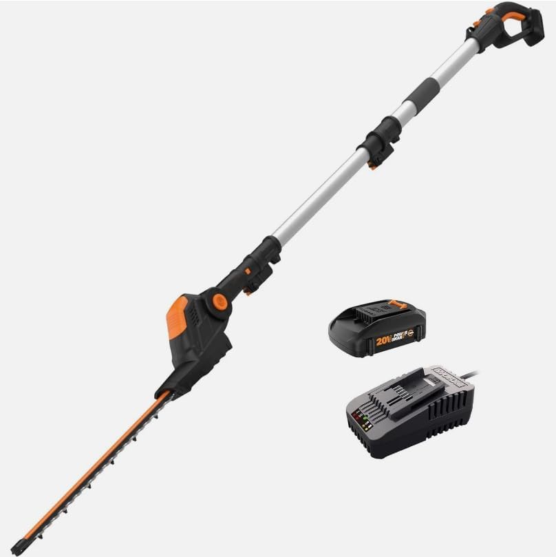 WG252 Cordless 20V 2-in-1 Hedge Trimmer w/Attachment Capabilities，Replacement for Worx OEM
