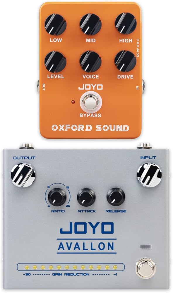 JOYO JF-22 Amplifier Simulation Distortion Pedal and R-19 Compressor Guitar Effect Pedals