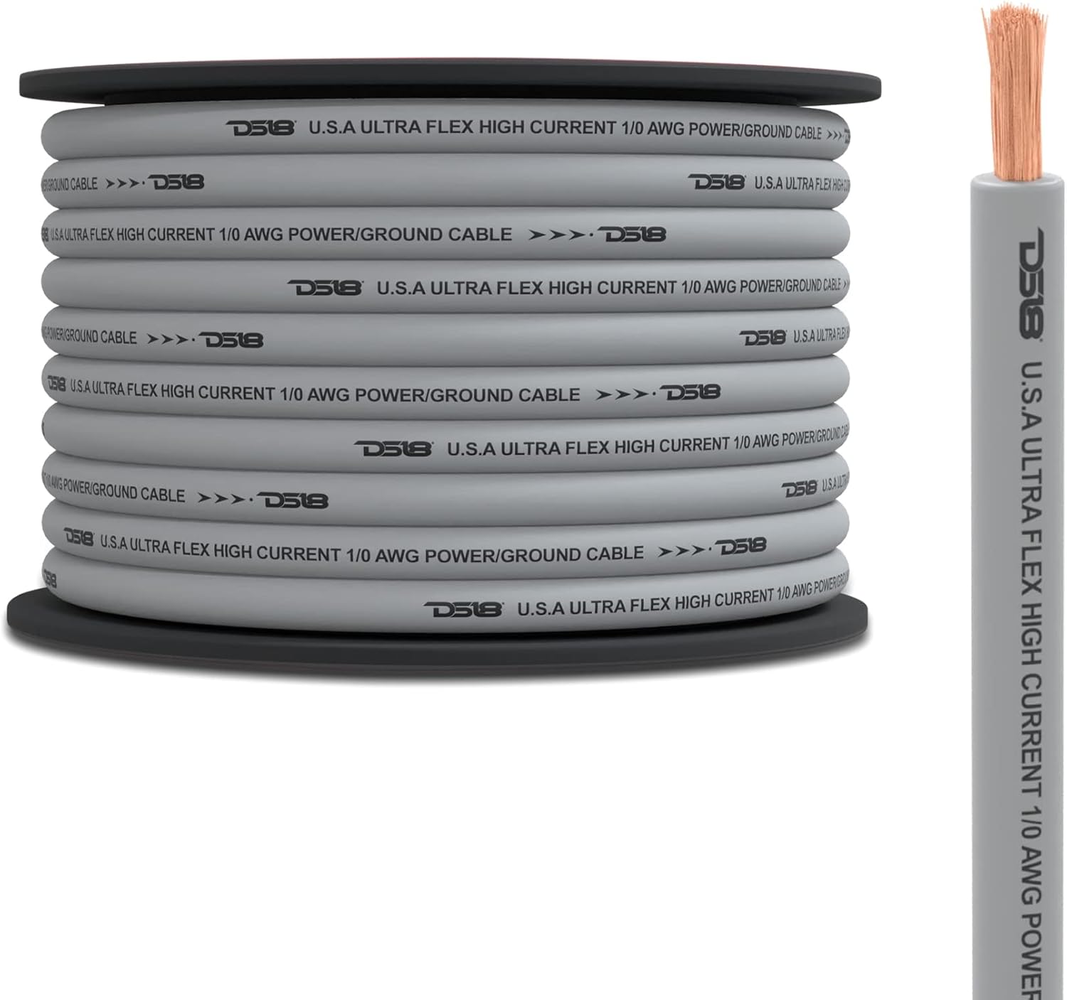 DS18 PW-8GA-250SLV 8 Gauge Wire Ultra Flex CCA Power Ground Wire Cable 250 ft - Silver - Great for Wiring High Powered Car Amplifiers, Audio Home Speaker Stereo, RV Automotive, Welding Battery Cable