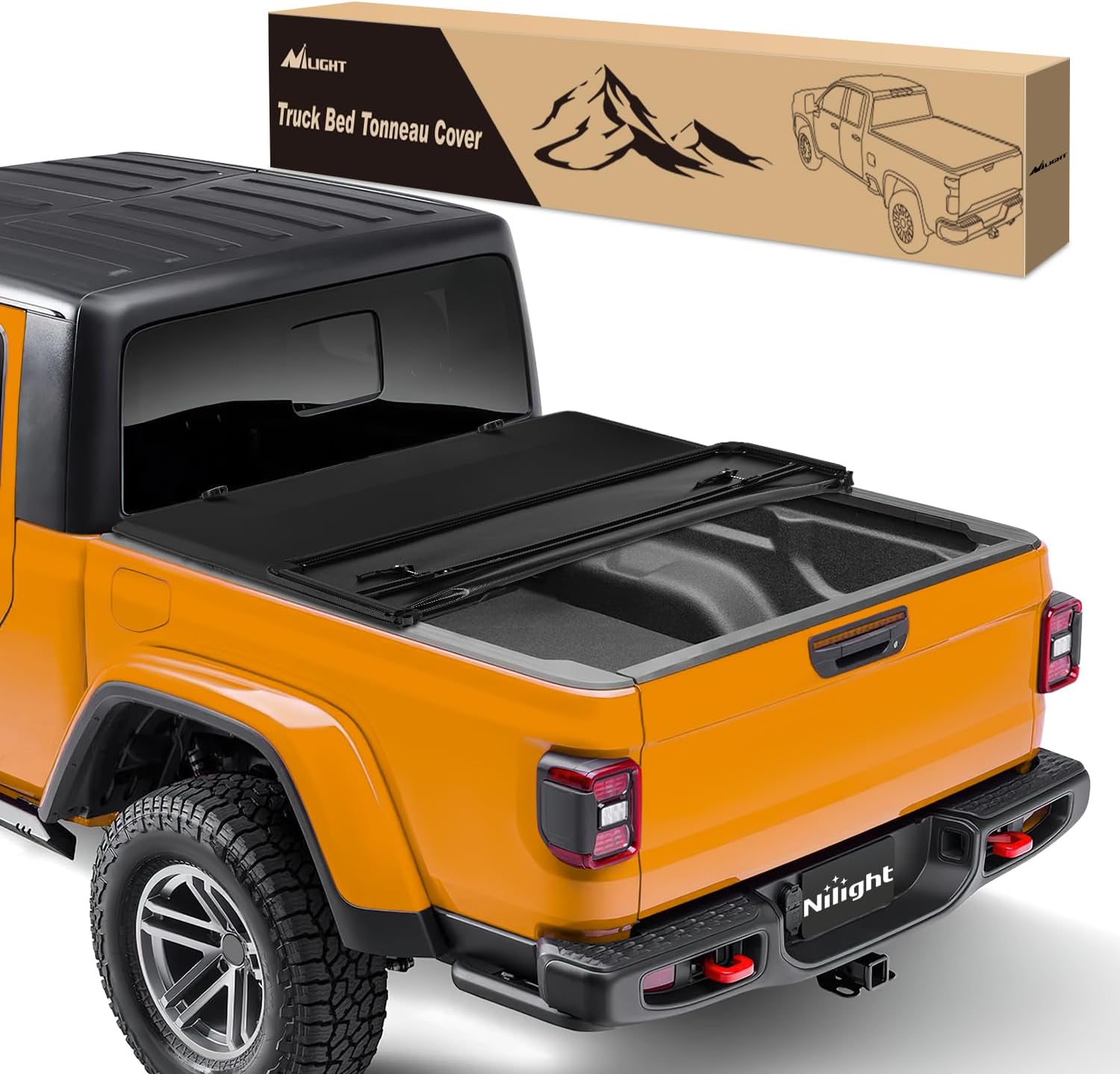 Nilight Soft Tri-fold Truck Bed Tonneau Cover Compatible with Jeep Gladiator JT 2020 2021 2022 2023 2024 2025-5ftr