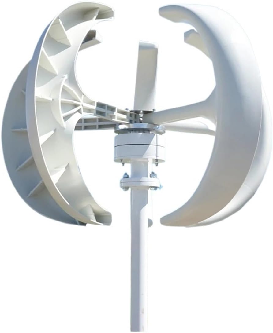 Wind Turbine Generator Kit, Small Windmills Energy Mini Vertical Wind Turbine Generator Kit 1000w 12v 24v for Home Use for Hybrid Solar Wind System(White,12V)