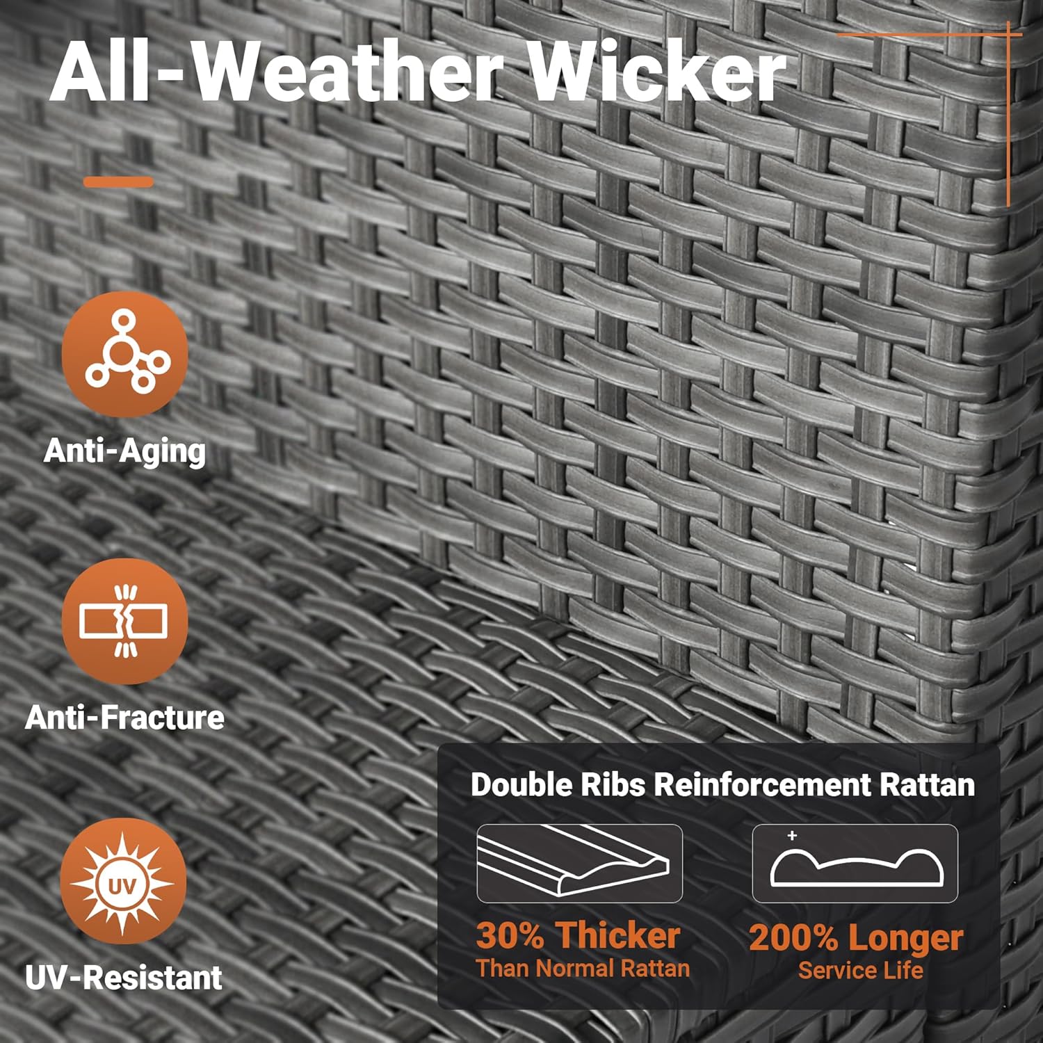 ovios 11 Piece Outdoor Patio Furniture Set with Fire Pit Table,Conversation Sectional Wicker Couch with Swivel Chairs,Modern Outside Sofa for Balcony Backyard, Dark Grey