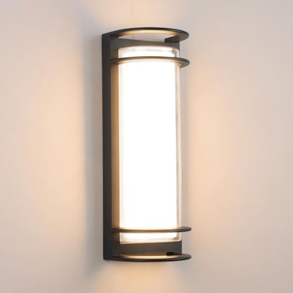 30W Outdoor Wall Mount Lighting Glass Garden Wall Light Fixtures House Wall Lamp for Foyer Porch Yard Corridor 6000K/3000K Reading Light(Size:Warm Light,Color:A)