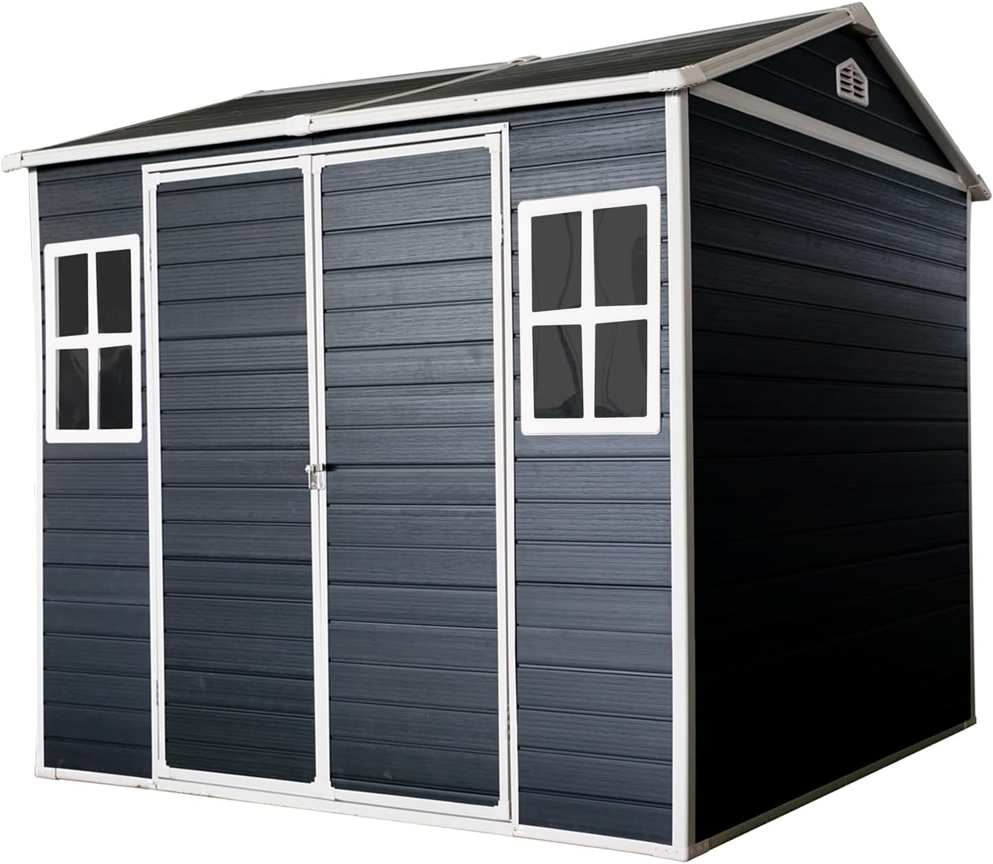 Resin Outdoor Storage Shed with Floor (8 x 6 Ft),All Weather Outdoor Tool House,Windows,Lockable Doors,Organization for Home/Backyard/Garden Tools/Lawn Mower/Bike Storage/Pool Supplies