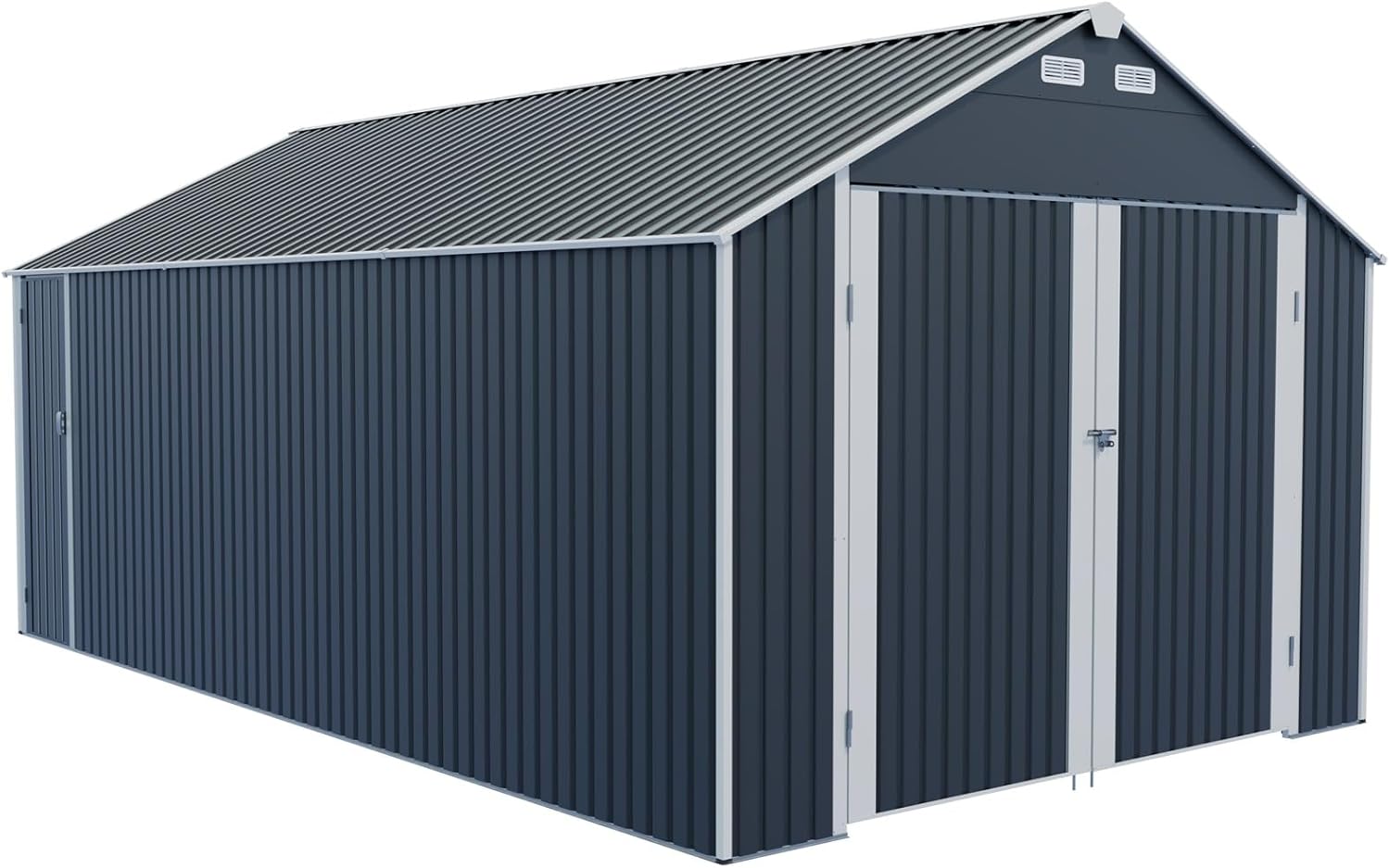 12×20 FT Outdoor Storage Shed Metal Garage Shed for Car, Bike, Lawnmower - Backyard Tool House Building 2 Doors and 4 Vents