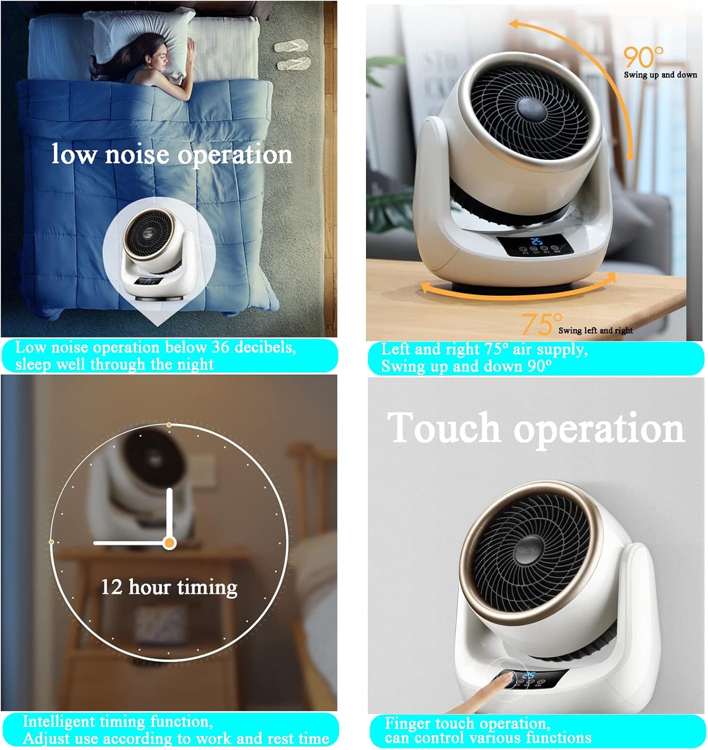 The New Heating and Cooling Fan,Household Small Shake Head Heater,Desktop Office Portable Desk Fan, 2 in 1 Fan Combo,with Remote, 3 Speeds, 2 Modes, 12H Timer Air Circulator Fan