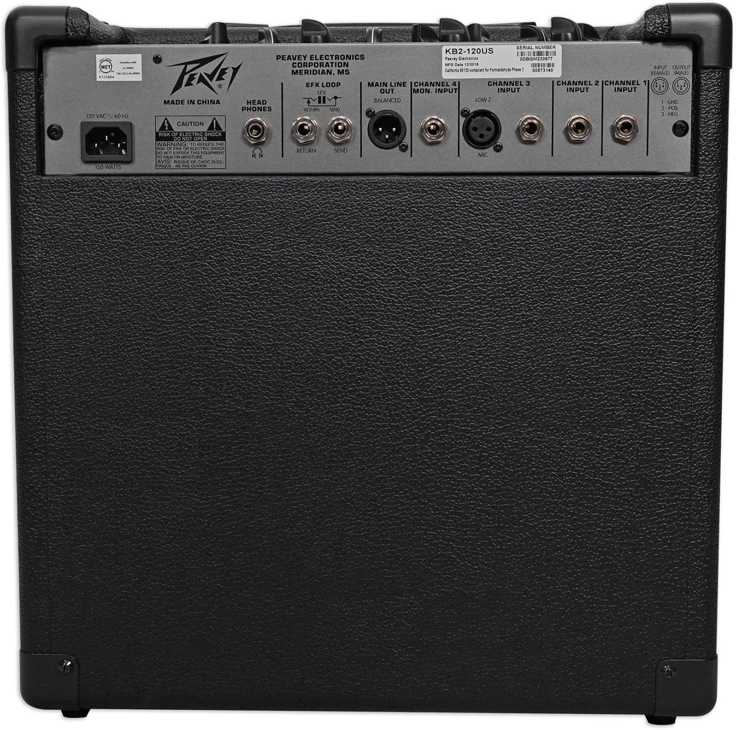 Peavey KB 2 50 Watt Keyboard Amplifier 3-Channel Combo Amp w/10 Speaker Bundle with Peavey Pv 20' Ft. Instrument Guitar 1/4