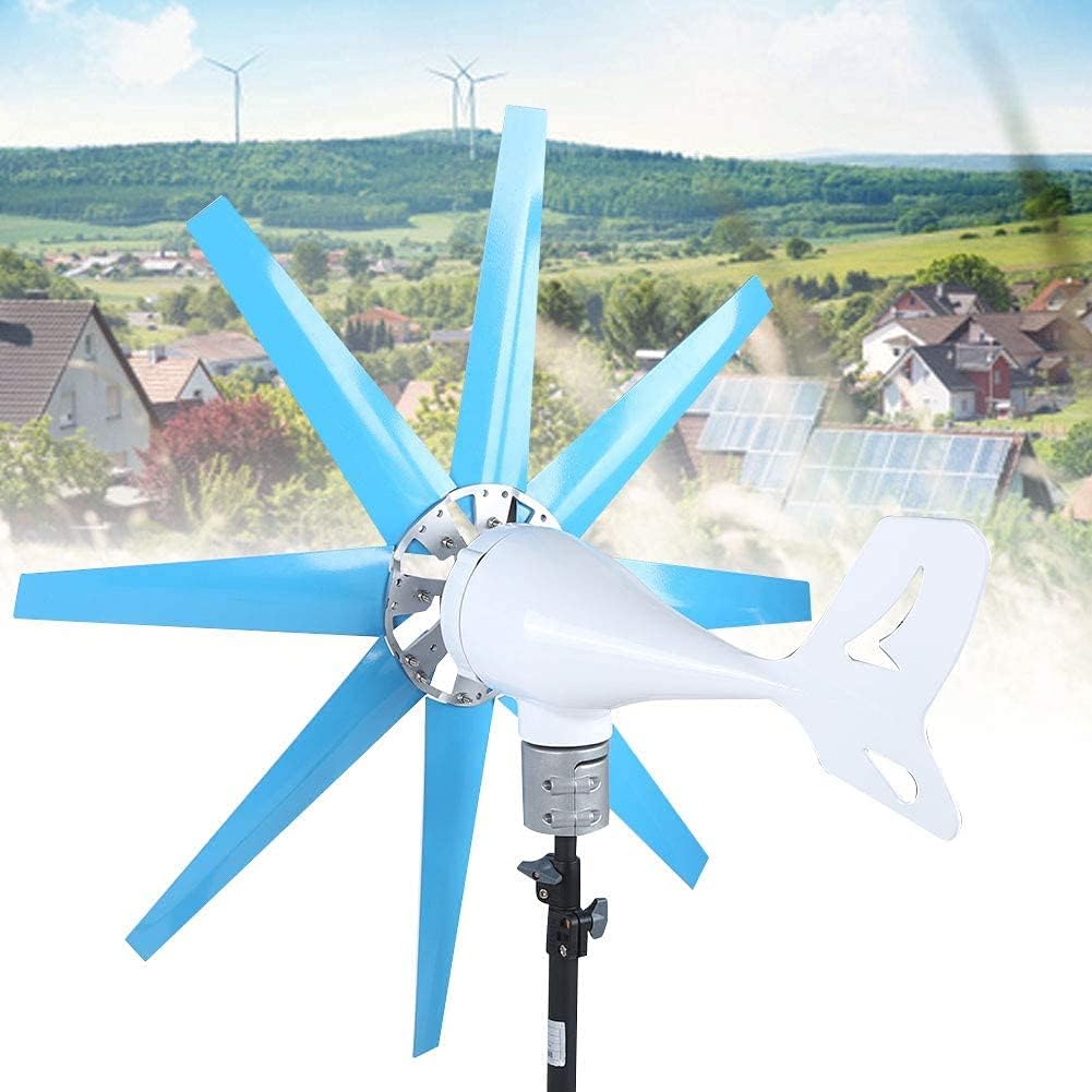 Wind Turbine Generator, 8 Blades Wind Power Machine, 4000W Low Vibration Wind Power Generator Kit Special Stator Designs Electromagnetic Braking