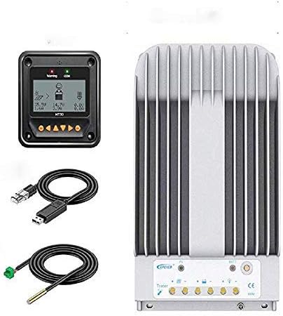 EPEVER 40A MPPT Solar Charge Controller 12/24VDC Automatically Identifying System Voltage with MT52 Remote Meter &Temperature Sensor RTS &Communication Cable RS485