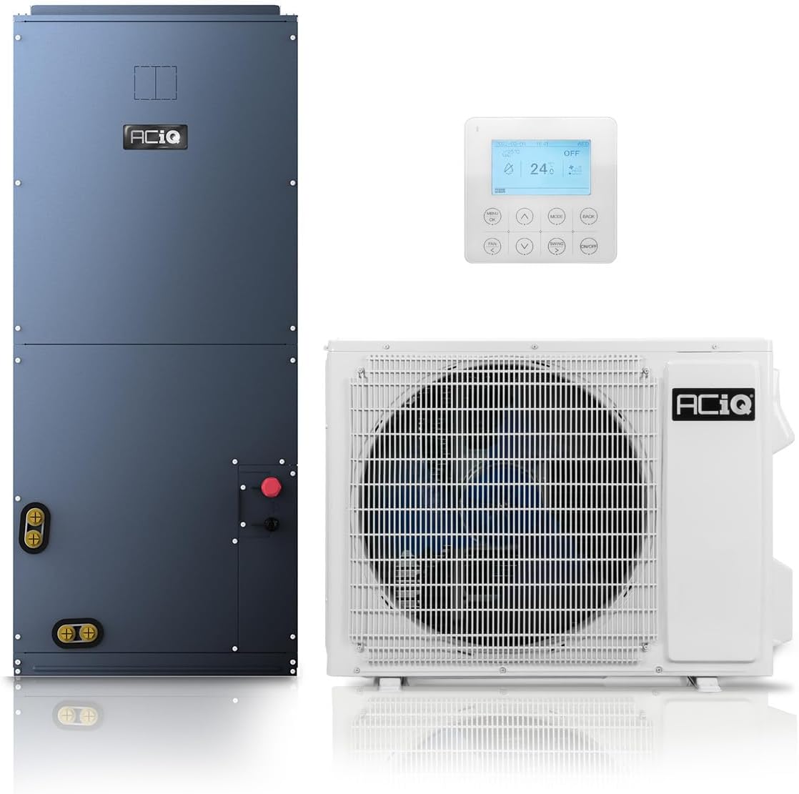 ACiQ Essentials 2 Ton 17 SEER2 Central Inverter Heat Pump Split System with 10kW Back-up Heat Kit & 50' Install Kit - R32 | 24000 BTU, High Efficiency, Upflow/Left Horizontal, Heat AC/Heating System