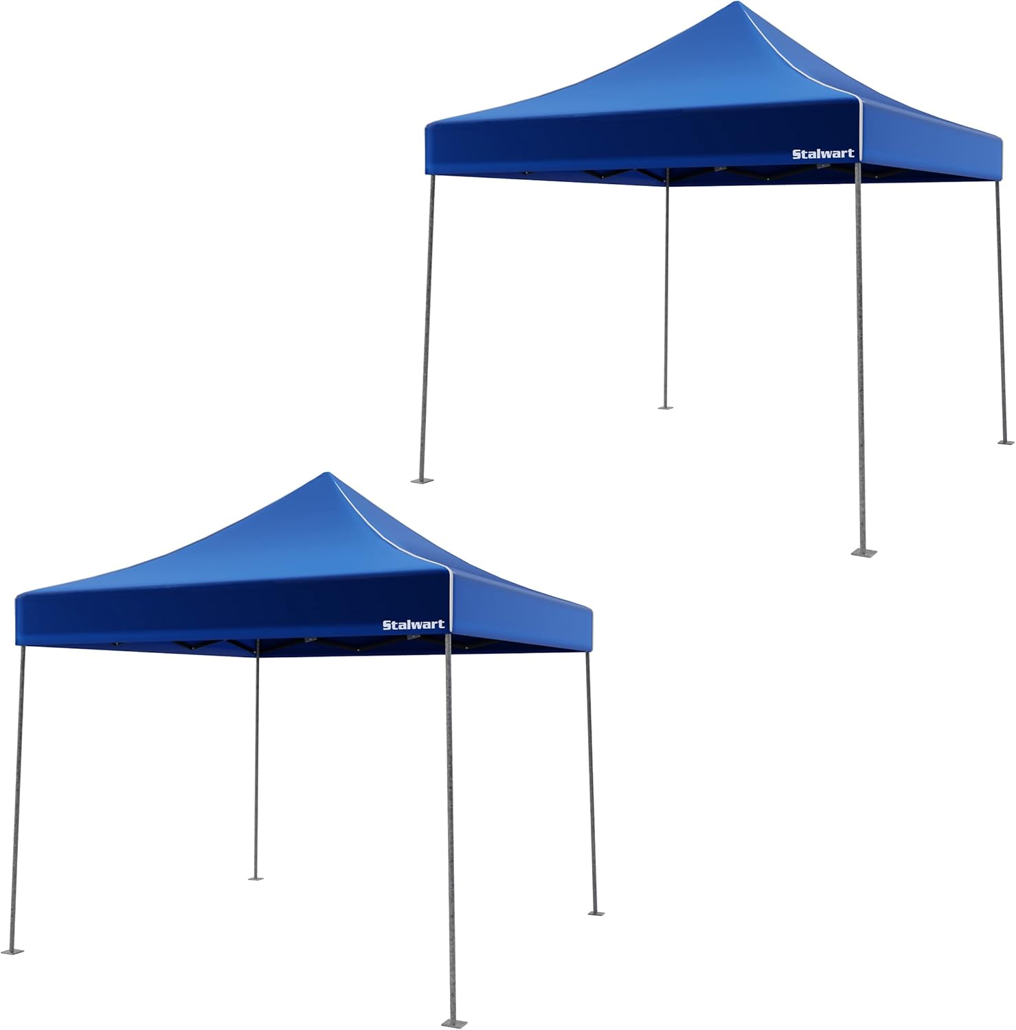 Pop-Up Canopy Set - Set of 2 Water-Resistant Outdoor Party Tents with Instant Set-Up and Portable Carry Bag - 10x10 Sun Shelter by Stalwart (Blue)