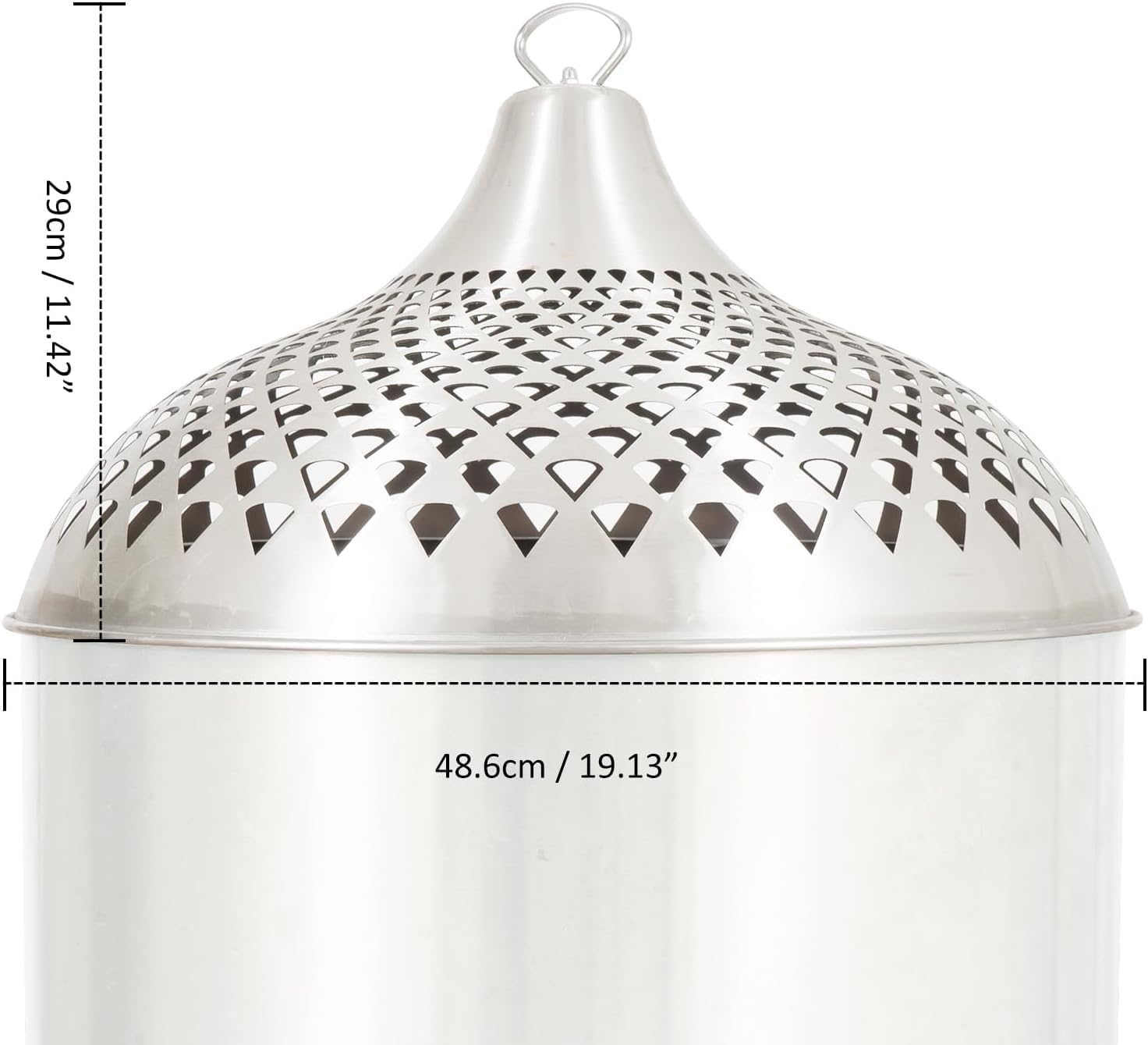 Spark Shield for Bonfire, 304 Stainless Steel Fire Pit Screen, 19.13 Inch Diameter, Silver, Decorative Lattice Design with Handle