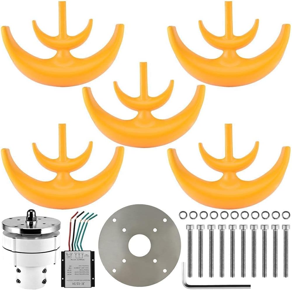 Wind Turbine Generator Kit, 8000W 5 Blade Wind Turbine Lantern Vertical Wind Generator Kit Electricity Producer Equipment (Yellow)