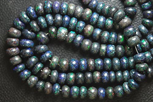 219 cts, 16 inches long, super rare australian natural black matrix opal rondelles 7-11mm