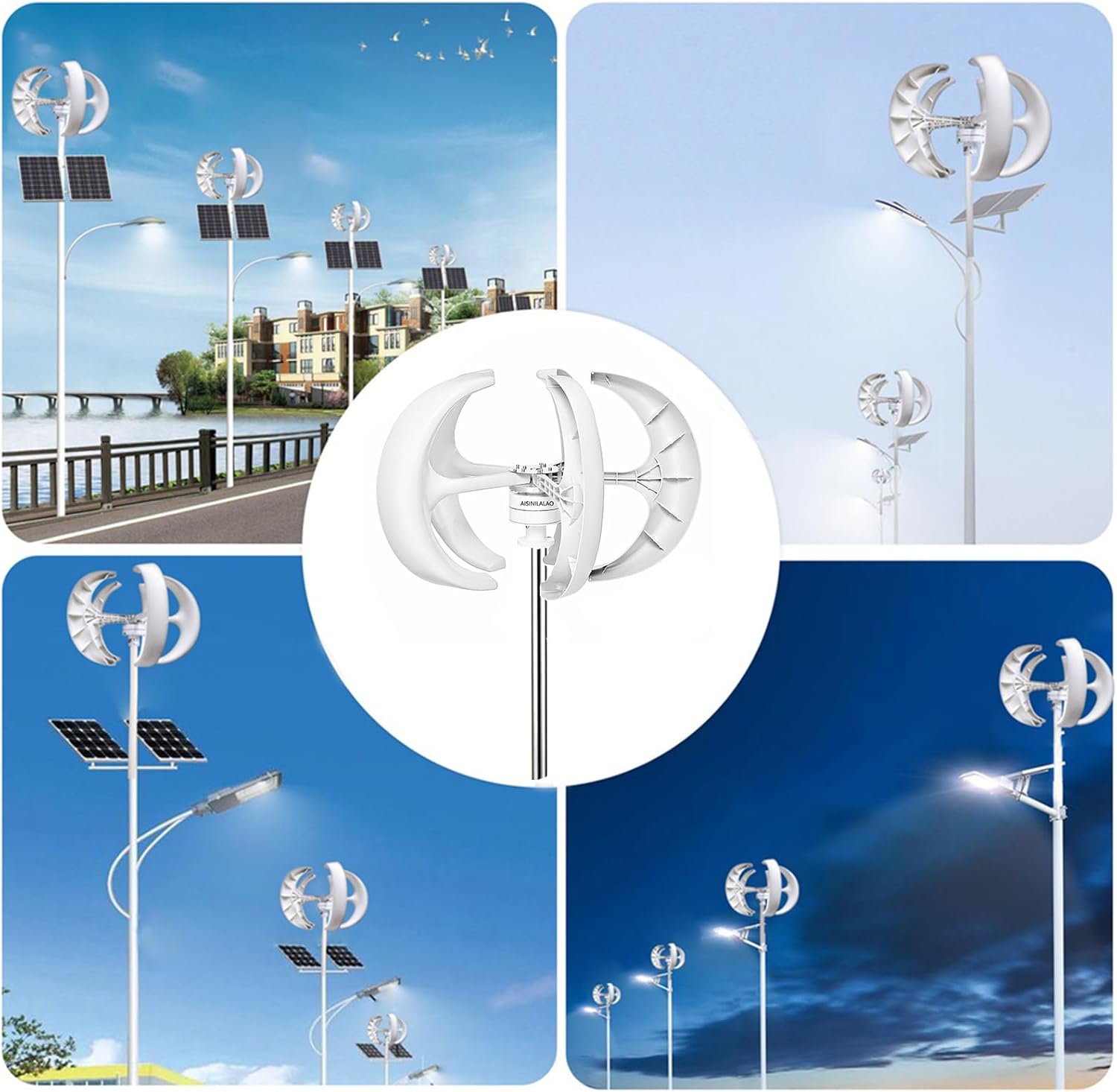 1200W Wind Turbines Kit,5 Blades Lantern Power Generator 12V 24V 48V with 5 Blade/Controller Easy to Assemble Suitable for Wind/Solar Power Generation Systems