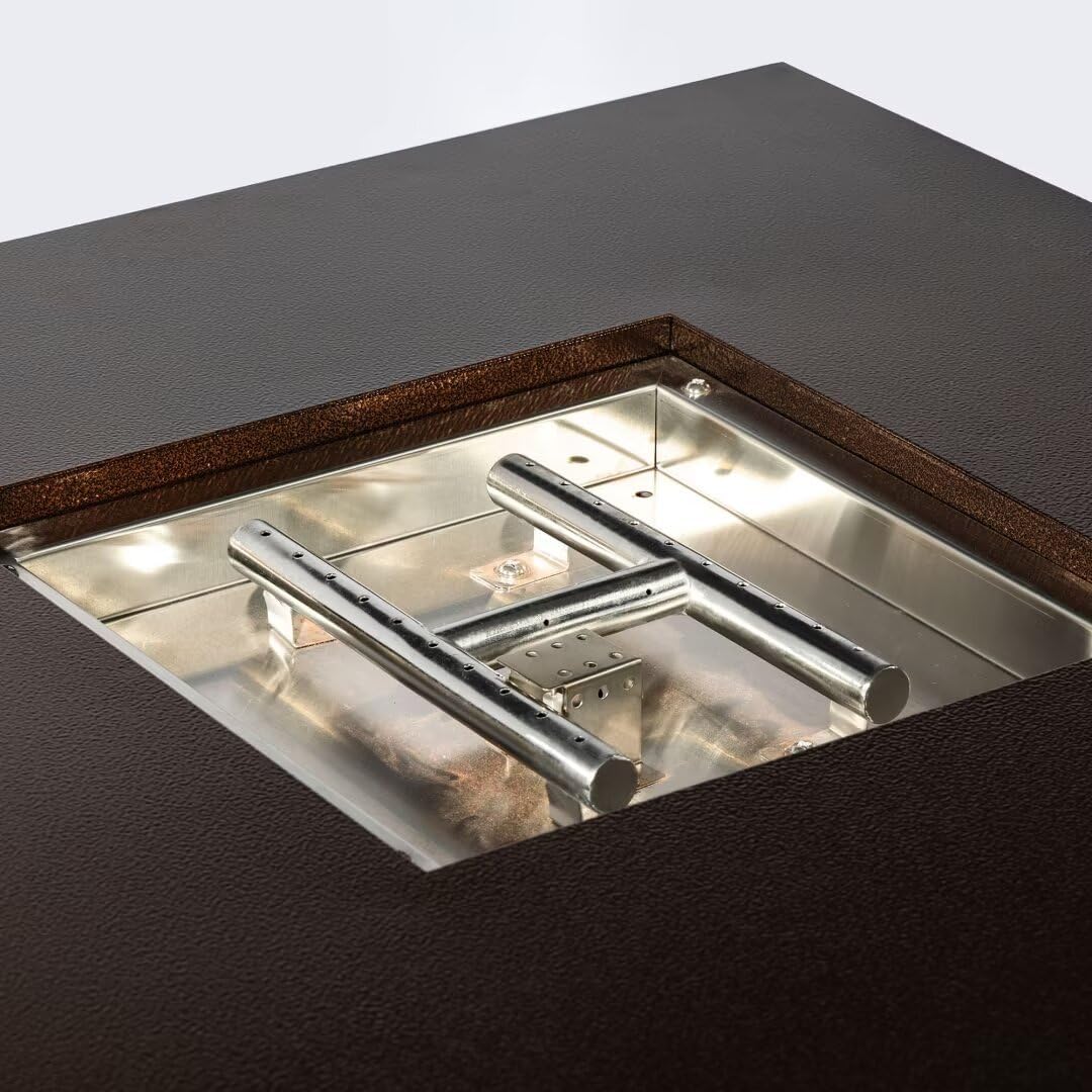 28'' Propane Square Fire Pit Table, 50,000 BTU Steel Gas FirePit for Outdoor, Outside Patio Deck and Garden, Propane Fire Table with Magnetic Lid, Cover-Storage Basket and Lava Rock, Black