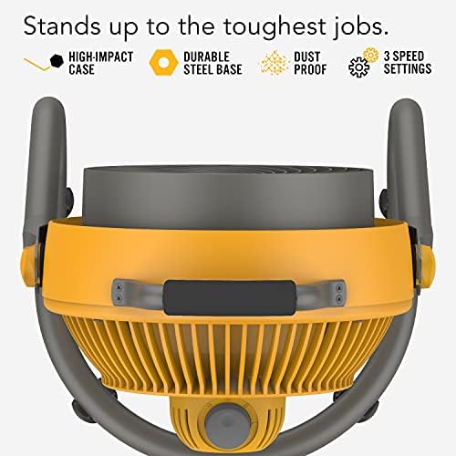 Vornado 293 Large Heavy Duty Shop Fan, 3 Speed Electric Fan, High Impact Casing, IP54-Rated Motor, Whole Room Air Circulator, Pivoting Head, Carry Handle, 16” Floor Fan for Bedroom and Garage, Yellow