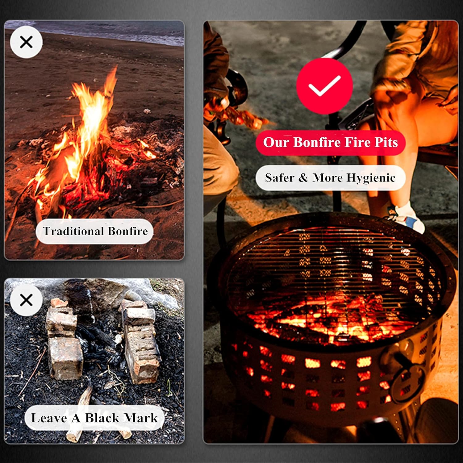 Multifunction Fire Pit & Bowl,Heating Campfire Barbecue Brazier,Outdoor Wood Burning Fire Pits