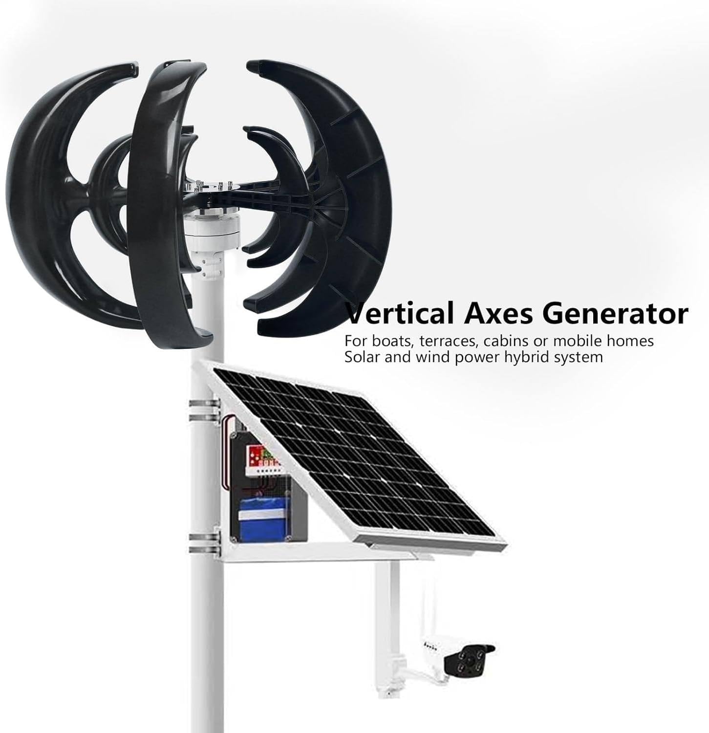 2000W Vertical Wind Turbine Generator Kit - Efficient Home Power Energy System, 12V Wind Energy Producer Equipment, Black, Ideal for Renewable Energy Solutions
