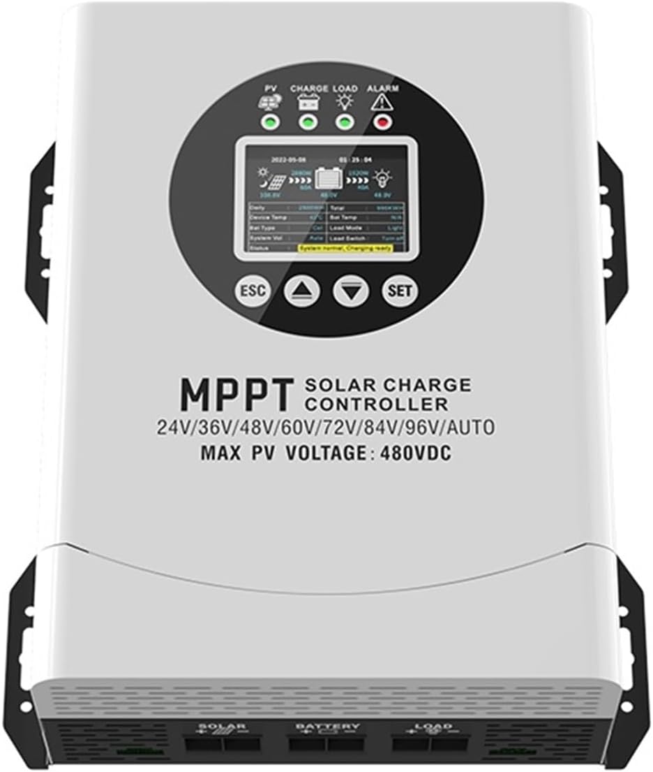 MPPT 60A 120A Display Solar Charge Controller Automatic 24V 48V 60V 72V 96VDC Solar Panel for RV, Solar Power System(with WiFi,480VDC 120A)