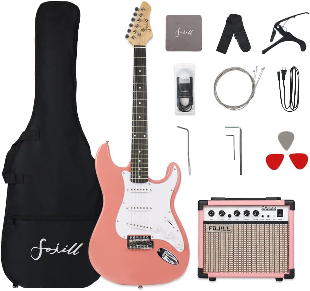 Fojill 39 Inch Electric Guitar Kit Set Beginner Starter Combo Package Bundle 20W Amplifier Amp Accessory Padded gig Bag,Picks, Cable,Strap,Extra Strings