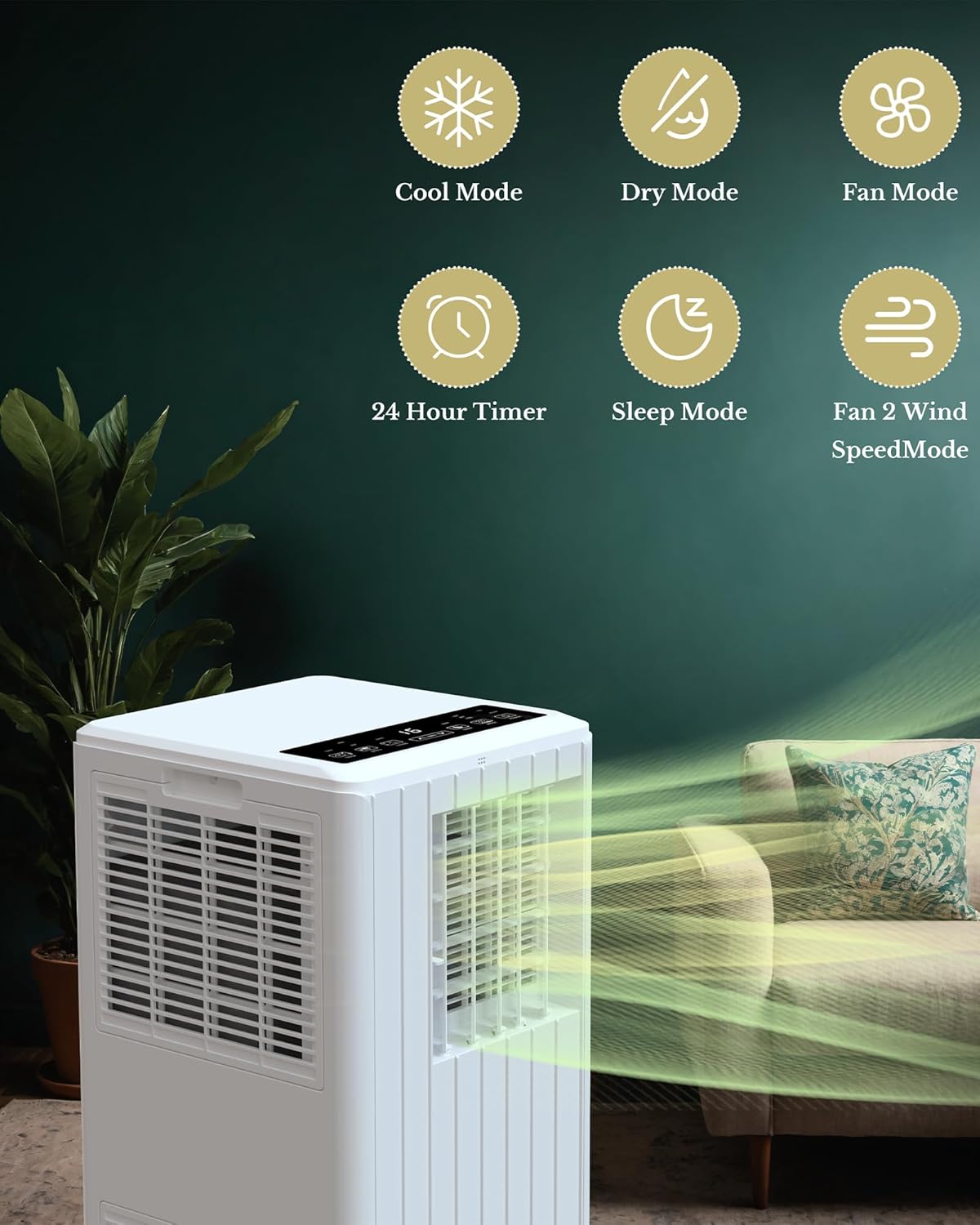 Portable Air Conditioner, 8,000 BTU Air Conditioner Portable for Room Up to 350 Sq.Ft, with Cooling, Fan, Dehumidifier & Sleep Mode, Remote Control, LED Display