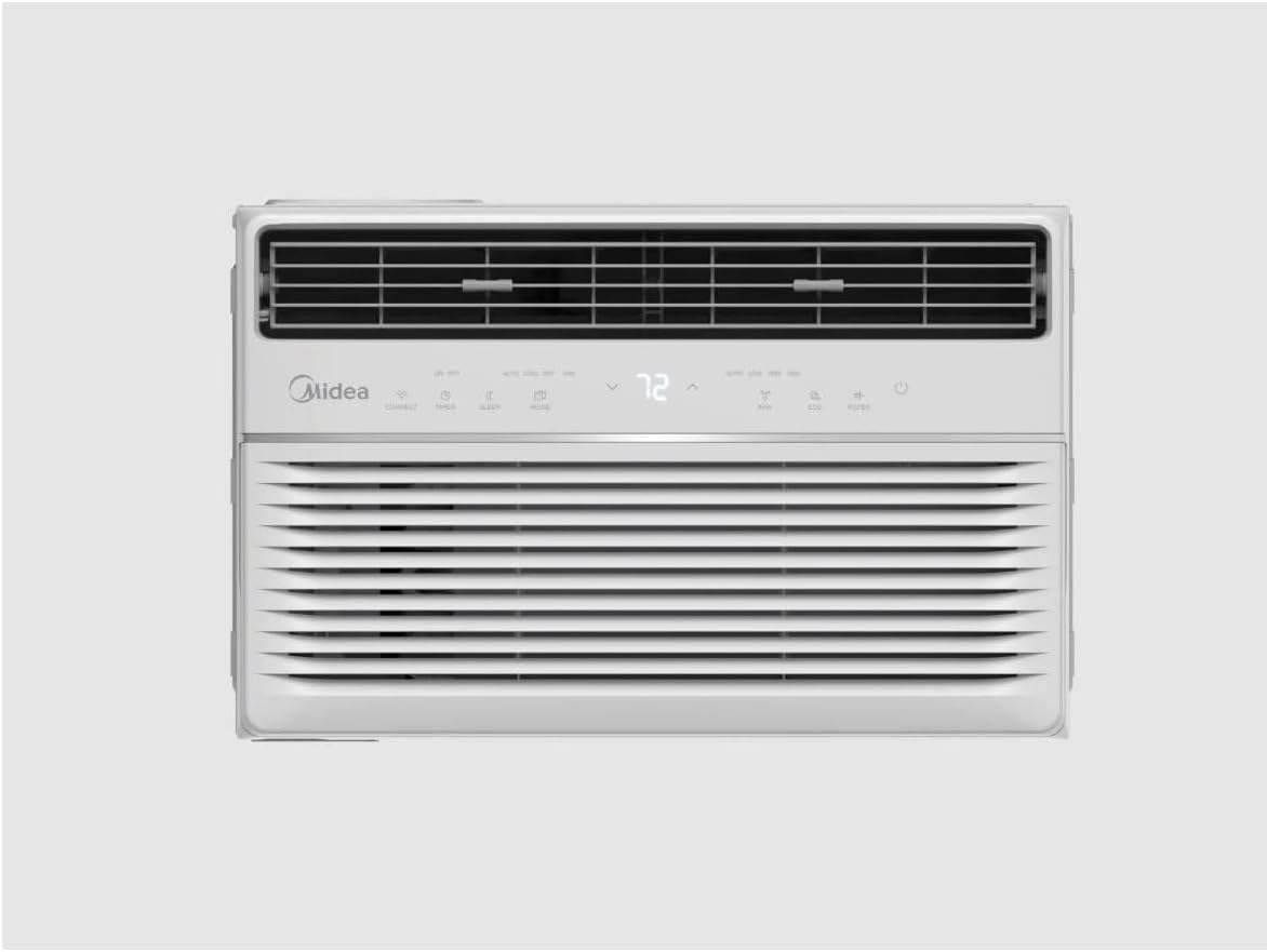 Midea 8,000 BTU DOE SmartCool Window Air Conditioner, for spaces up to 350 sq. ft., 3-in-1 technology: combines air conditioning, dehumidification - MAW08S1YWT