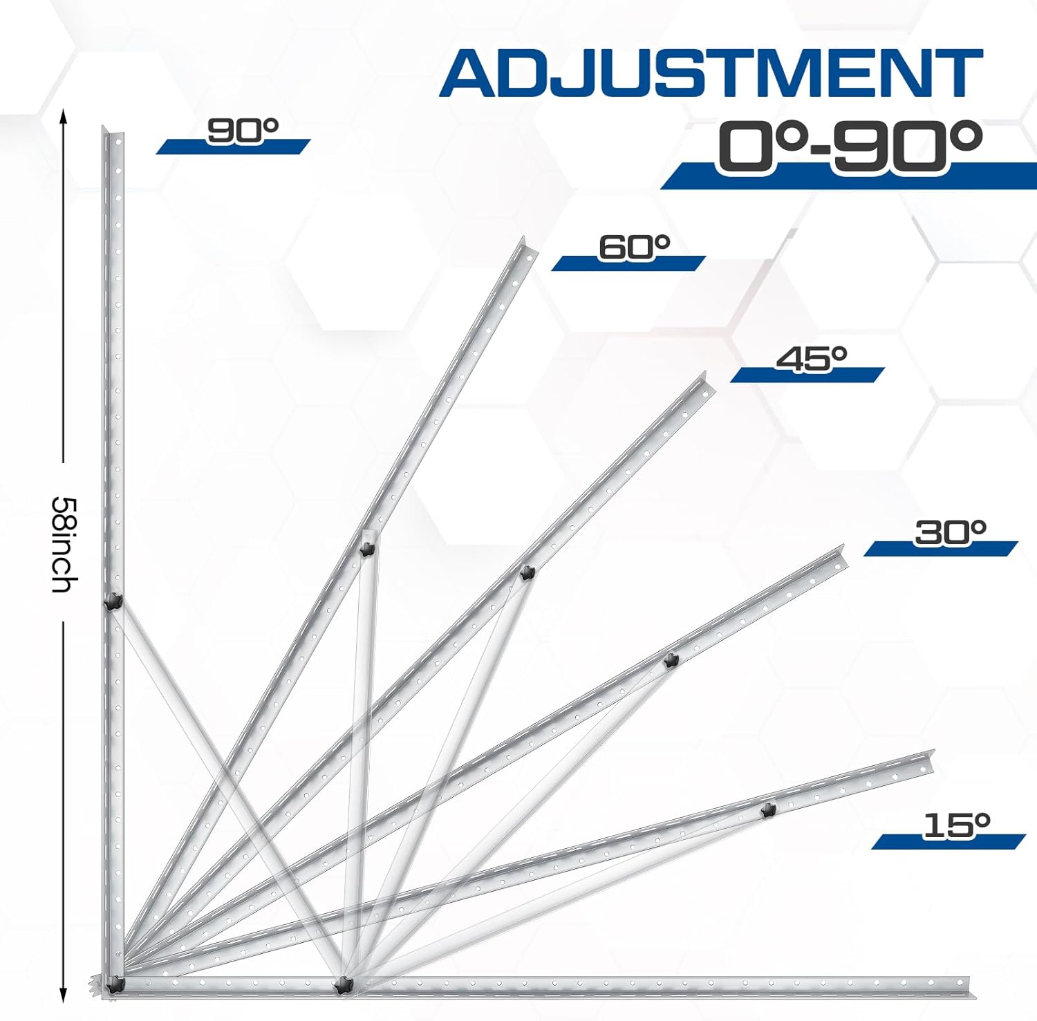 Moxweyeni 58 Inch Adjustable Solar Panel Mount Brackets with Foldable Tilt Legs, Rack Stand Mounting Support for 180-400w Solar Panels on Ground, Roof, RV, Boat, Off-Grid