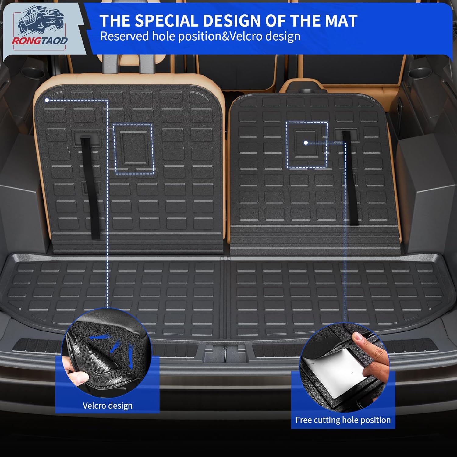 Rongtaod Floor Mats Compatible with 2021-2025 2026 Kia Sorento 6&7 Seats NO Hybrid Cargo Mat Cargo Liner Trunk Liner Trunk Mat Kick Mats Back Seat Protector 2024 Fuel Sorento Accessories (Set of 7)