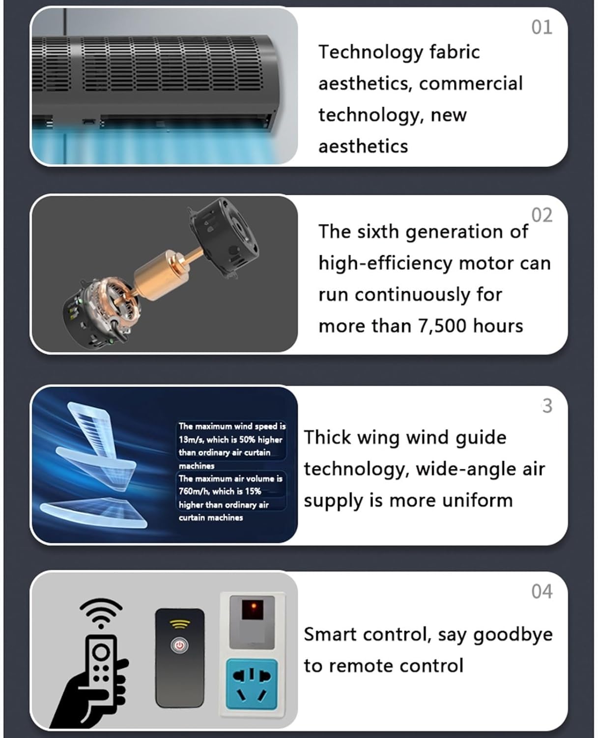 Silent Commercial Air Curtain Machine 24 Inch,35inch,39inchAir Curtain Cold Storage Supermarket Dedicated Fan(150 * 19(59 * 7.4inch))