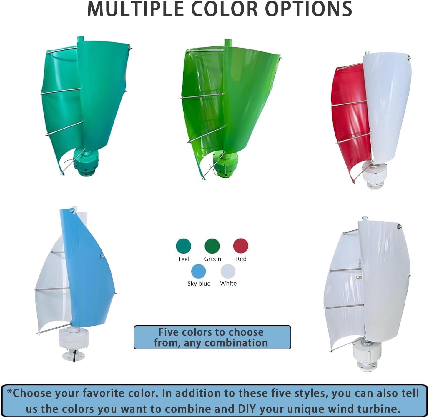 Magnetic Levitation Wind Turbine 18000W, 42.65ft/s Vertical Axis Generator for Home & Business, Eco-Friendly Windmill Kit with Controller, Hybrid Energy System (Blue, 48V)