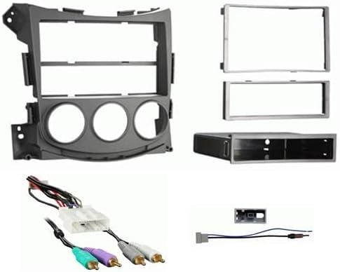 Single and Double DIN Car Stereo Radio Install Kit Package Compatible with 370Z 2009, 2010, 2011, 2012, 2013, 2014, 2015, 2016, 2017, 2018, 2019, & 2020 with Factory Amplifier
