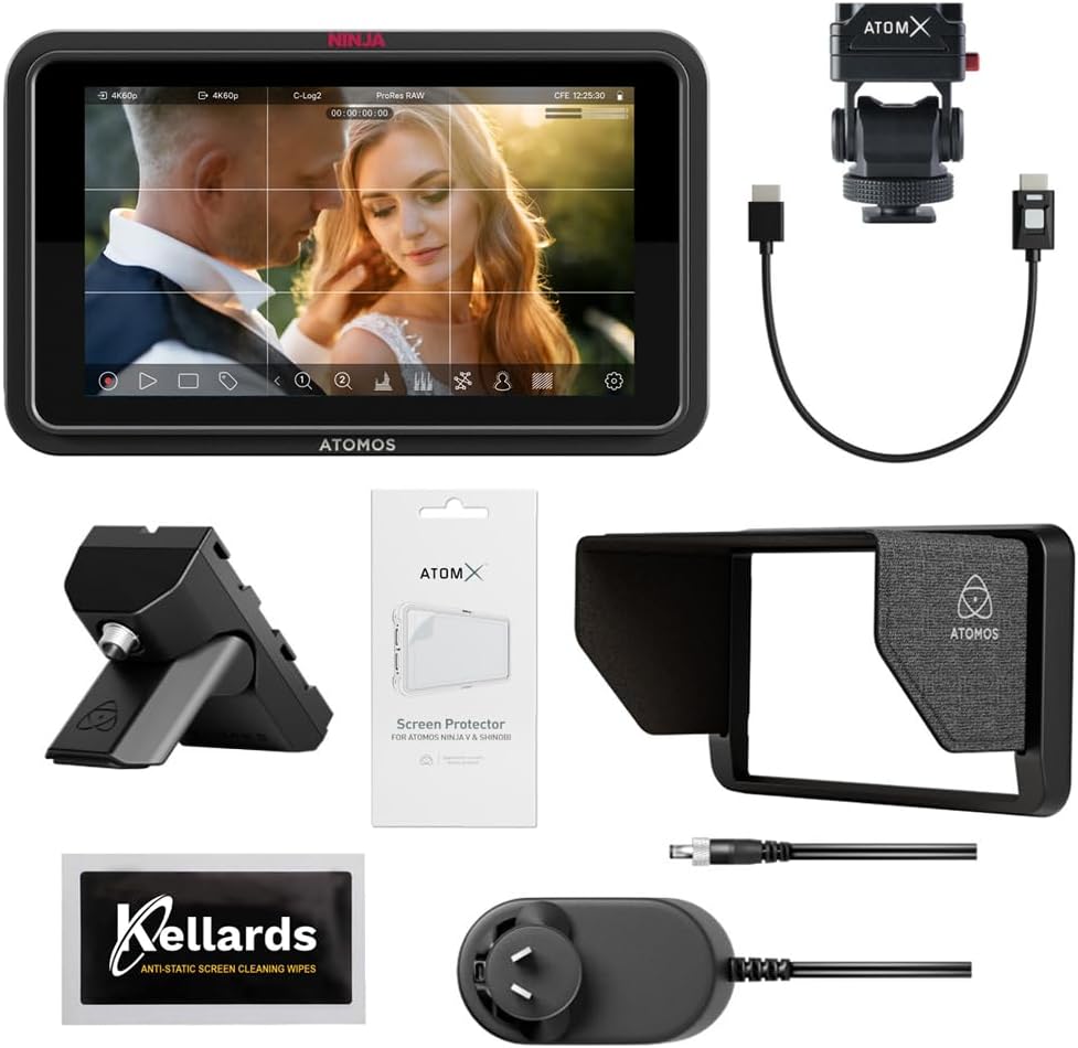 Atomos Ninja TX GO 5-inch Camera Monitor-Recorder, HDMI CFexpress Wi-Fi HDR Touchscreen ProRes RAW Bundle with Atomos Creator Accessory Kit for 5