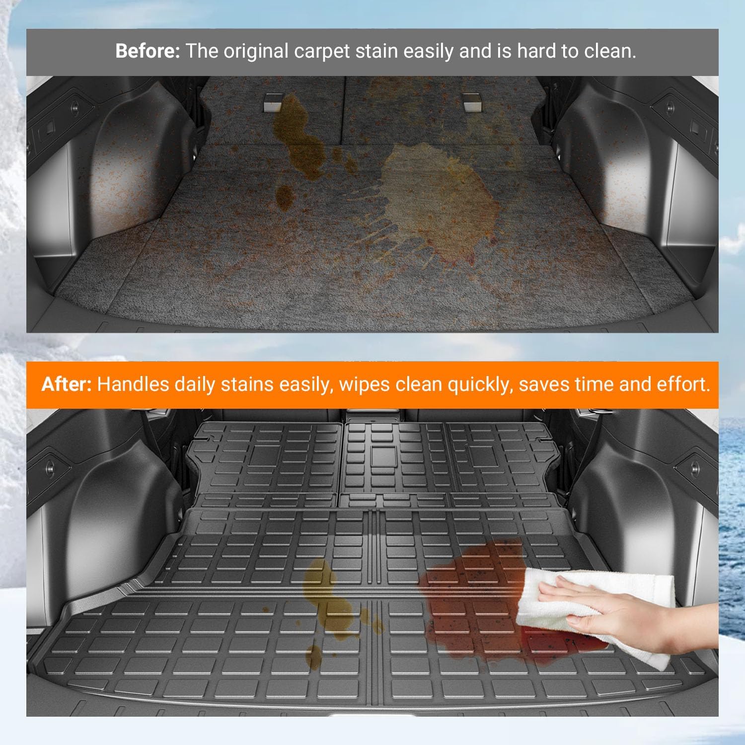 powoq Cargo Liner Compatible with 2019-2024 Subaru Forester Trunk Mat Backrest Mat TPE Trunk Liner Replacement for 2019-2021 2022 2023 2024 Subaru Forester Accessories (Backrest Mat+Trunk Mat)