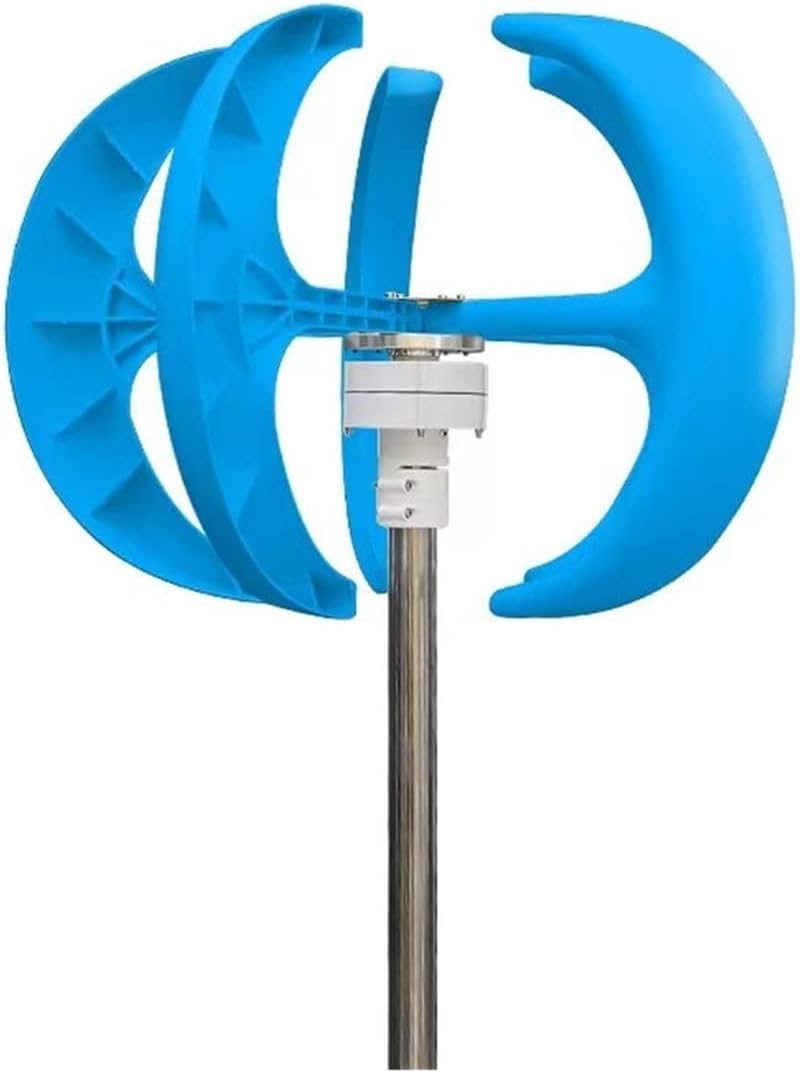 Wind Turbine, Vertical Wind Turbine Generator 1000W 5 Blades12v 24v with MPPT Charge Controller Low Noise Wind Speed Start Rotation for Home(Blue,with MPPT Controller_12V)
