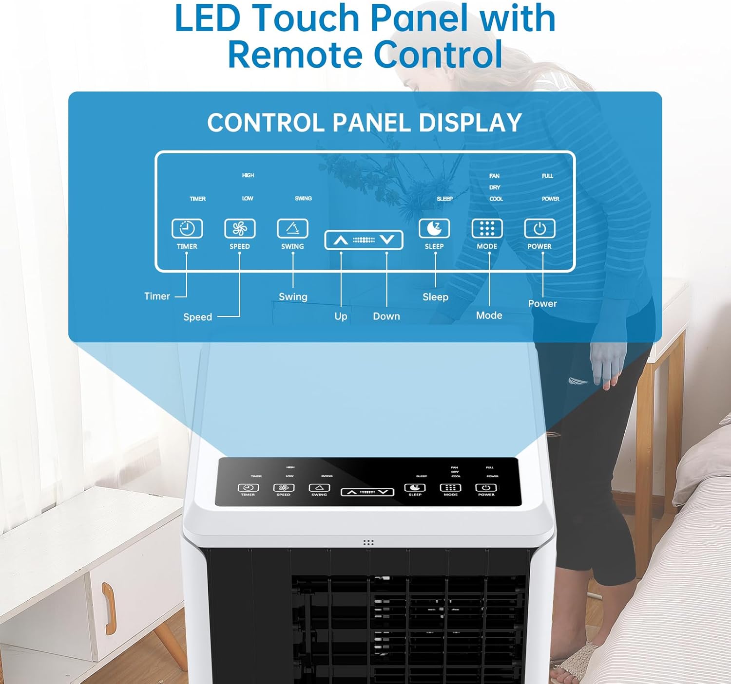 8,000 BTU Portable Air Conditioner, 3 in-1 Stand-Up AC Unit with Remote Control, Cools Rooms up to 350 Sq. Ft., Built-in Dehumidifier & Fan Modes, Window Installation Kit, Black