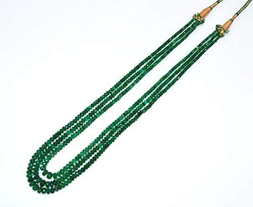 finest 3 line natural emerald faceted rondelle necklace, emerald faceted rondelle beads, 2.50-5.50 mm, 15