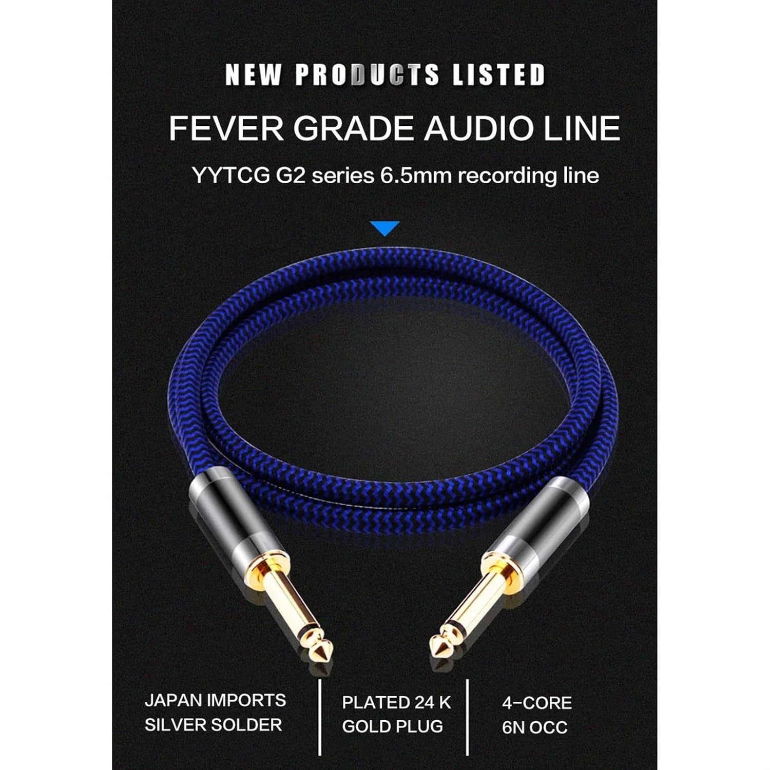 Guitar Audio Cable Dual 6.5mm To Dual 6.5mm Cable 1/4