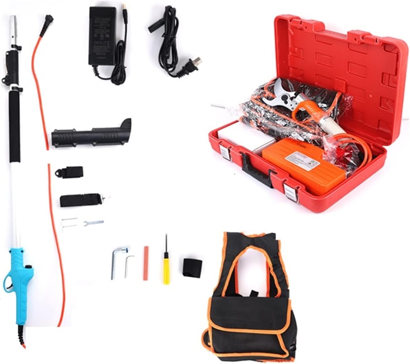 Electric Pruning Shears, 36V Electric Pruner, 0-45mm Lithium Branches, 1.2-1.8m Hedge Trimmer Extension Rod