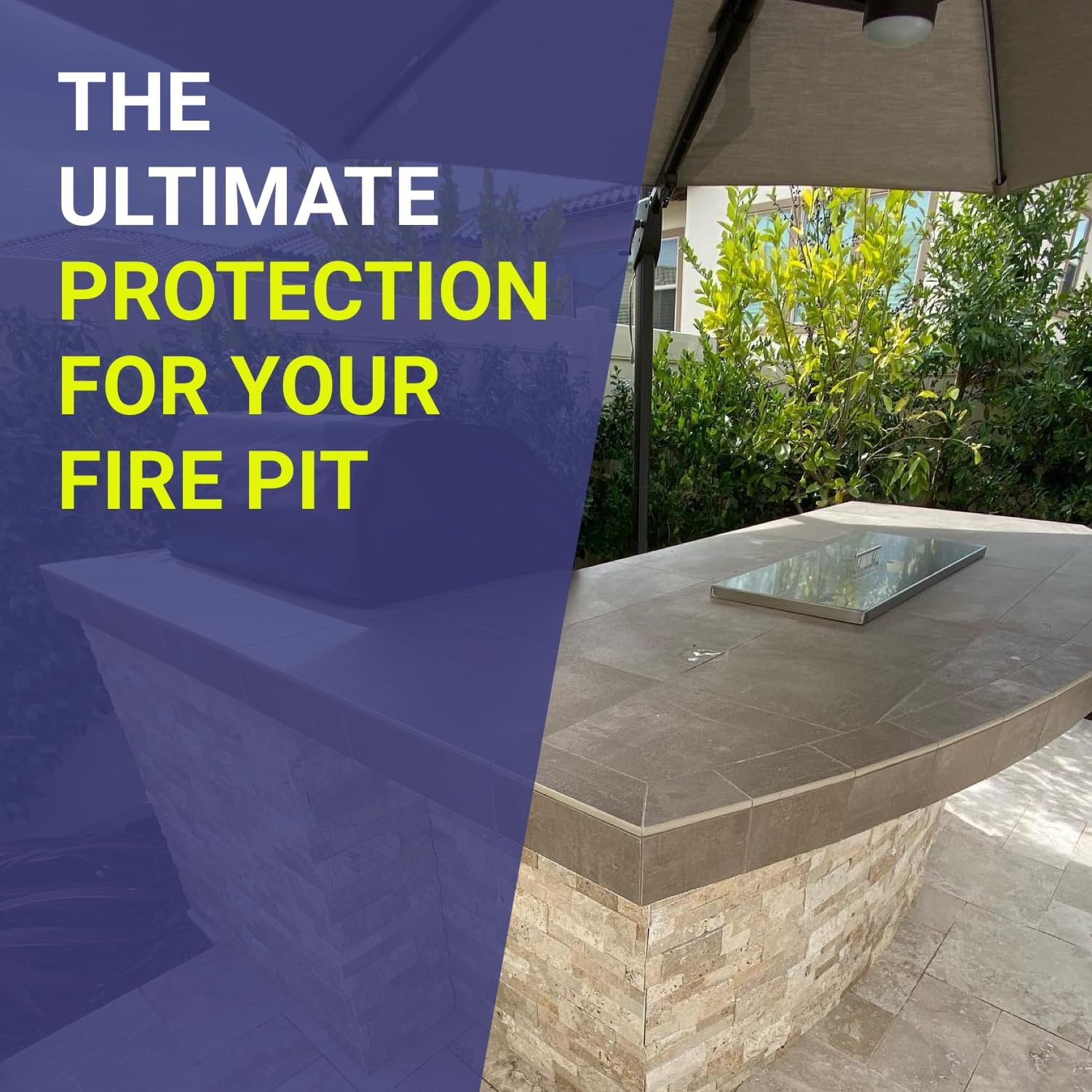 American Fireglass Rectangular Burner Pan Cover Stainless Steel Lid for Outdoor Fire Pit or Table for Natural Gas or Propane Fires 27