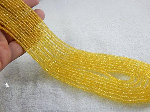 17 inch 1 strand necklace of natural yellow sapphire rondelle shape faceted cut 2.5-3mm beads for DIY jewelry making.