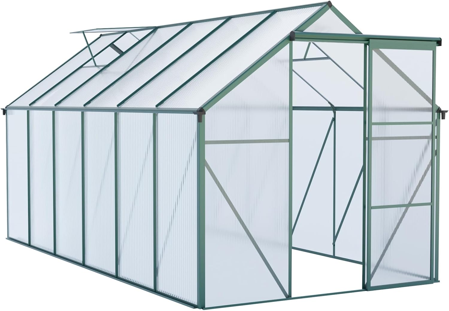 6x12 FT Heavy-Duty Polycarbonate Greenhouse with Raised Aluminum Base, All-Season Outdoor Walk-in Garden Greenhouse for Backyard Planting & Gardening (Green)