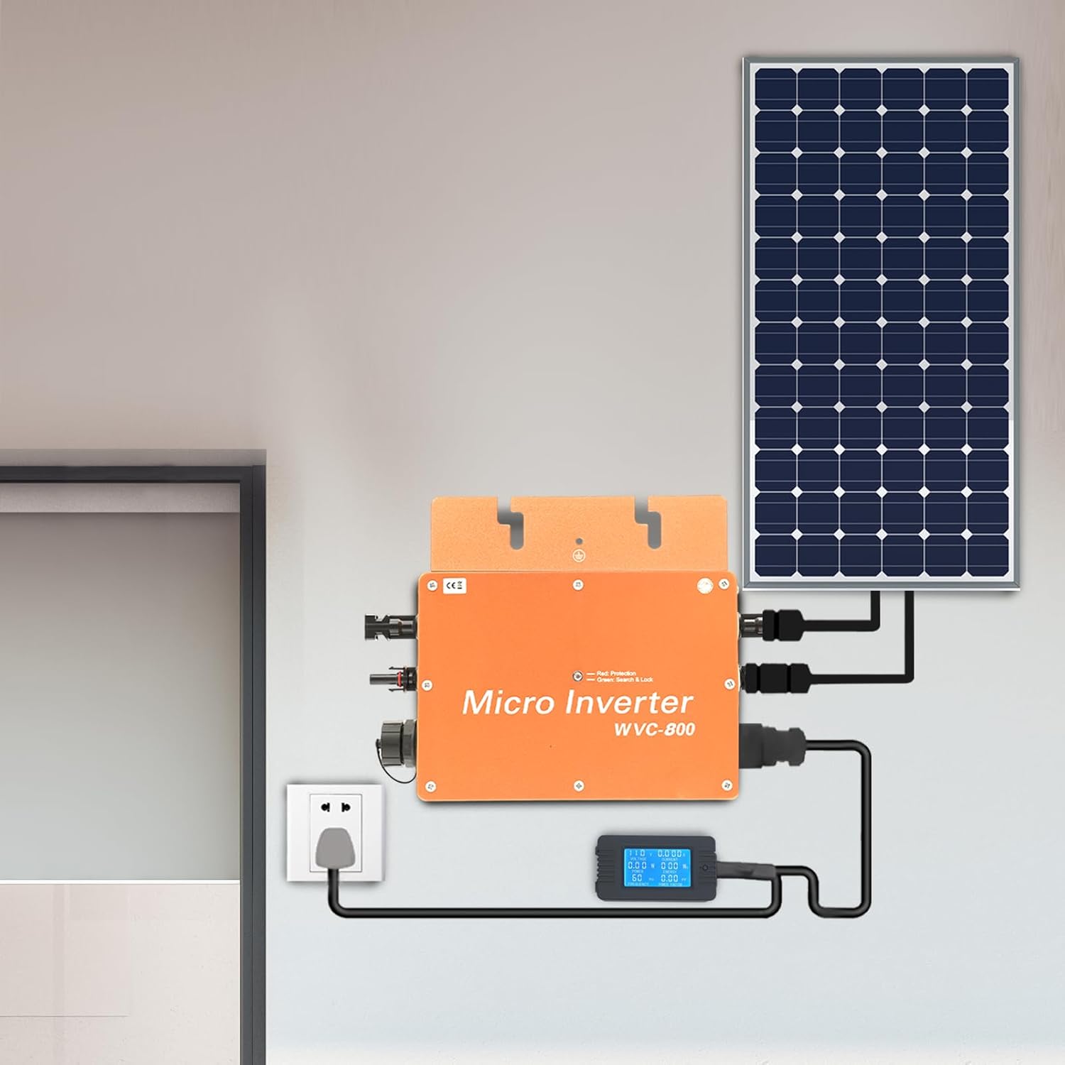 800W Solar Power Inverters Solar Grid Tie Micro Inverter with AC Data Monitoring Display Screen Waterproof IP65 MPPT DC22-50VDC PV Input AC120V/230V Output for Solar Panel (Gold)