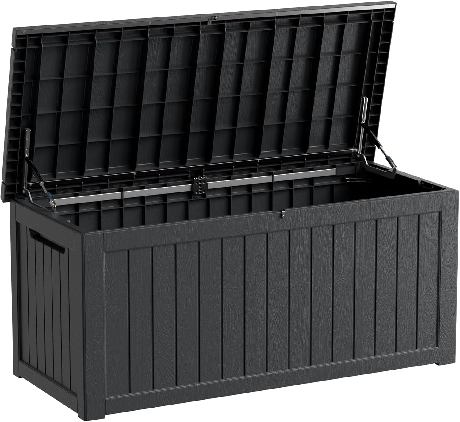 270 Gallon Resin Deck Box, Outdoor Indoor Waterproof Storage Box, Lockable Storage Box With Handle for Patio Furniture - Garden Tools - Swimming Pool Tools & UV Resistant, Black