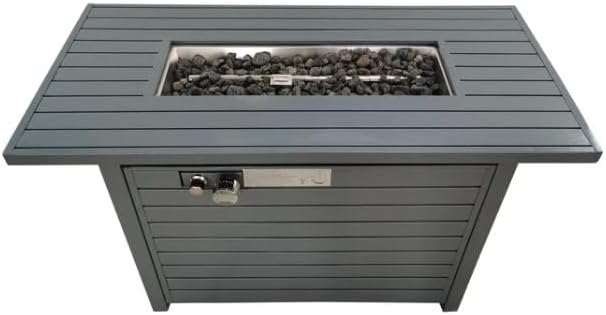 25 H x 42 W Outdoor Fire Pit Table with Lid (Gray)
